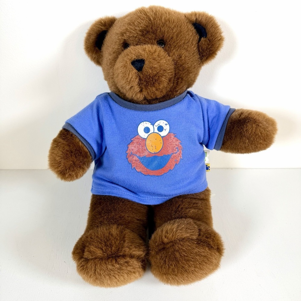 Build A Bear Workshop Brown Teddy Bear Plush 15" In Sesame Street Elmo T-Shirt